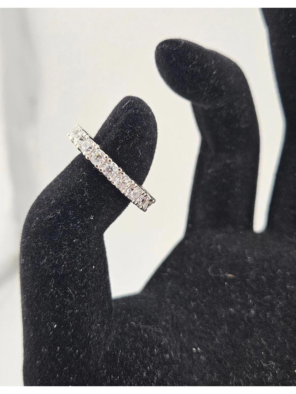 3.5mm Size 6 Sterling Silver Moissanite Eternity Ring